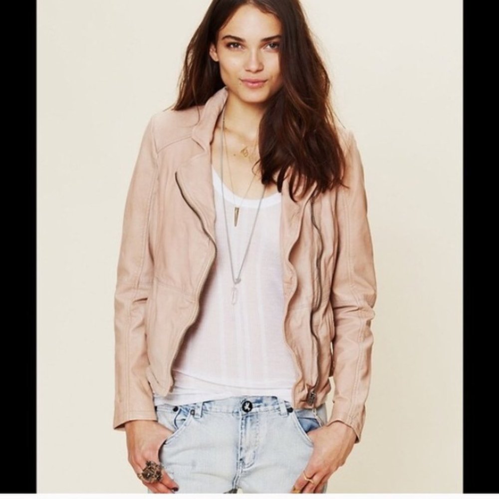 Muubaa Pink Leather Jacket Sz 4